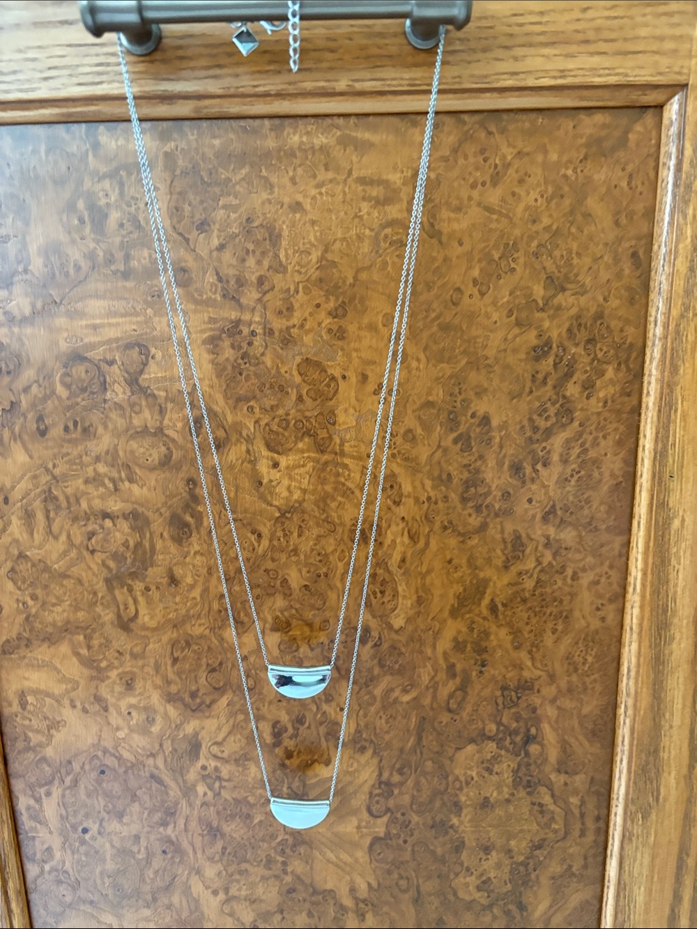 Silver Double-Layer half moon Necklace